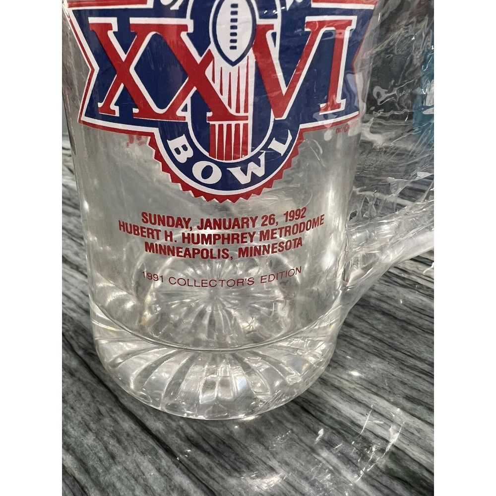 Brand New Super Bowl XXVI Mug Metrodome Minneapolis Collector Clear Glass - #294 - Picture 3 of 3